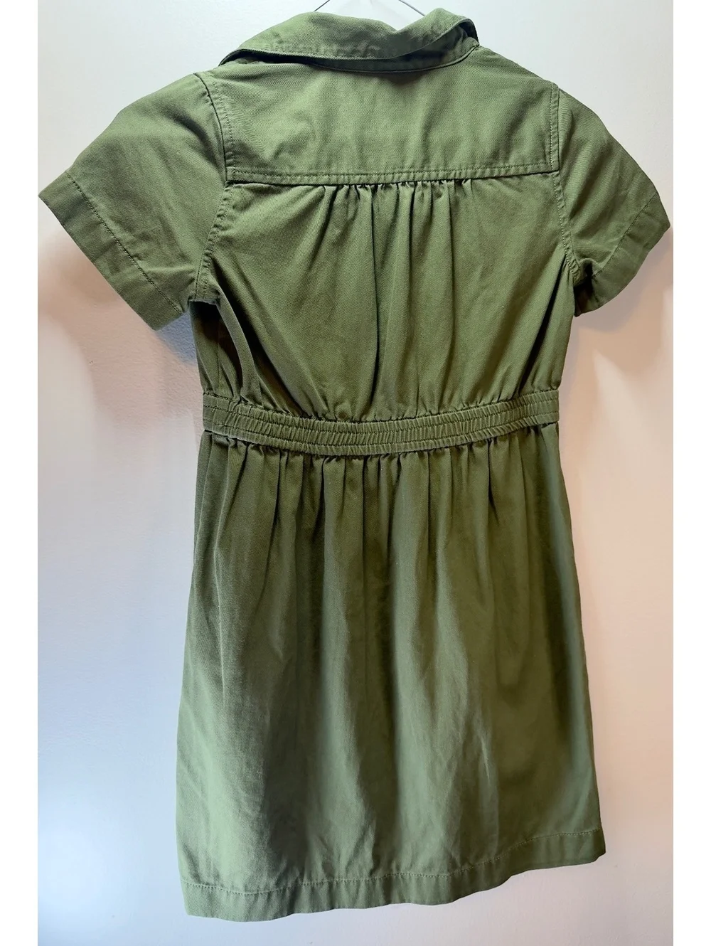 Girls olive green crewcuts utility shirt dress. Size 8